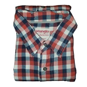 Wrangler Buffalo Plaid Cotton Button Up Dress Shirt Mens Medium Slim